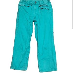Total Girl Green pants w/zippers. Size: Girl 16 Reg.